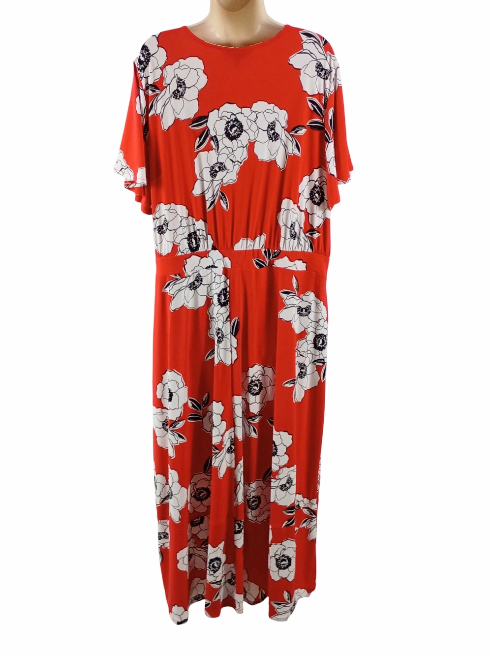 Lane Bryant Red Floral Midi Wrap Style Dress Size 22/24 - Picture 4 of 8